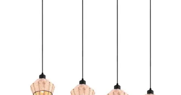 Trio Borka fekete-natúr függesztett lámpa (TRI-R31264036) E27 4 izzós IP20 Kiárusítás