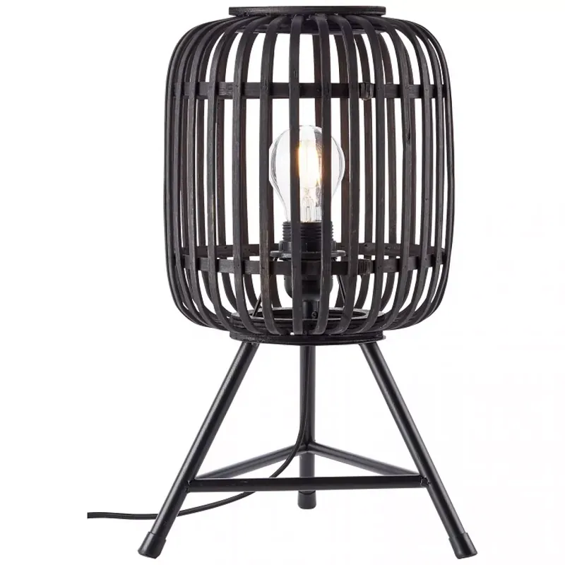 WOODROW - 1 izzós rattan asztali lámpa; 1xE27; m 41cm - Brilliant-93775/76 Bestseller