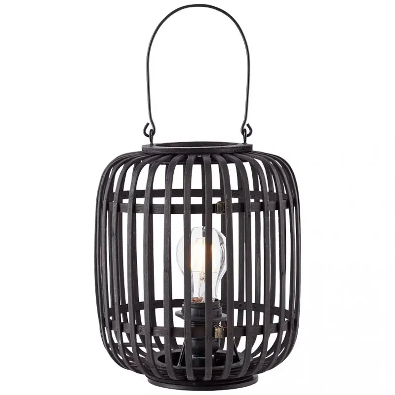 WOODROW - 1 izzós rattan asztali lámpa, fogantyúval; 1xE27; m 27cm - Brilliant-93062/76 Gyors szállítás