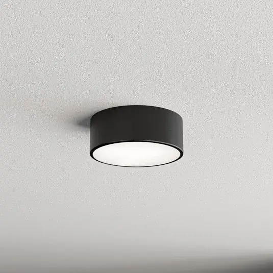Cleo 200 mennyezeti lámpa, fekete, érzékelő, IP54, Ø 20 cm, fém Kiárusítás
