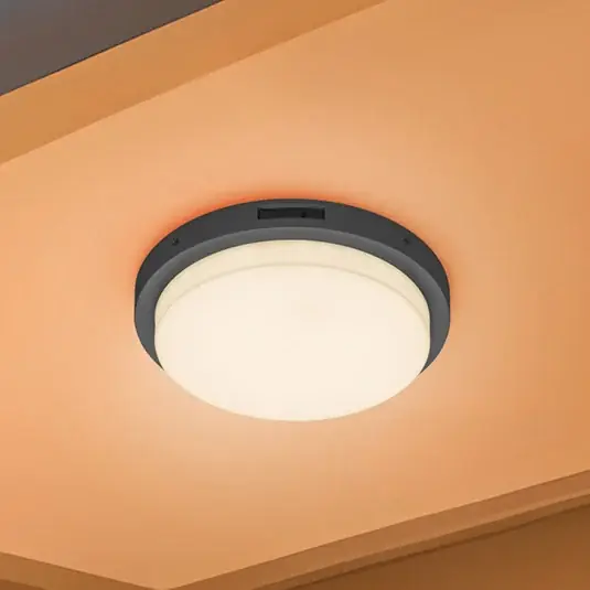 Utolsó esély LED kültéri fali lámpa Bermejo, kerek, érzékelő, CCT, antracit