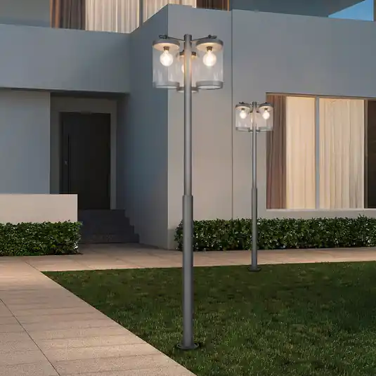 Olcsó Kültéri világítás Sambesi, H 240 cm, antracit, alkonyatérzékelő