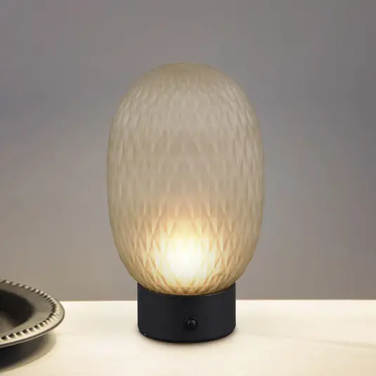 LED akkumulátoros asztali világítás Facette, zöld, USB, üveg, Alacsony ár