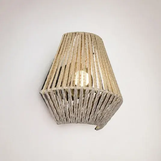 Olcsóbb LED tölthető fali lámpa Lira, barna, papírfonal, érintésérzékeny, H 19 cm