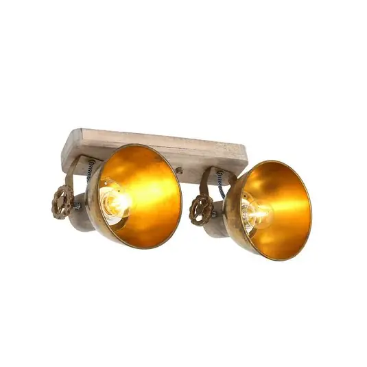Legkelendőbb Gearwood mennyezeti spotlámpa, bronz, 2 izzós, fém, fa, E27