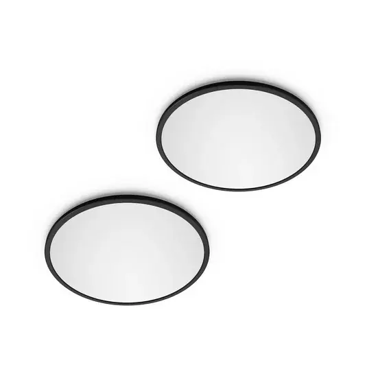 Outlet Philips LED SuperSlim 2 darabos szett, fekete, IP44, Ø 30 cm, 2700 K
