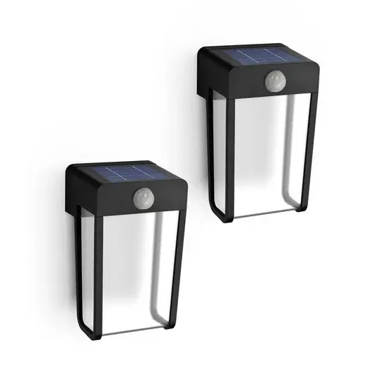 Gyors szállítás Philips LED fali világítás Shroud, fekete/átlátszó, 2 db-os csomag