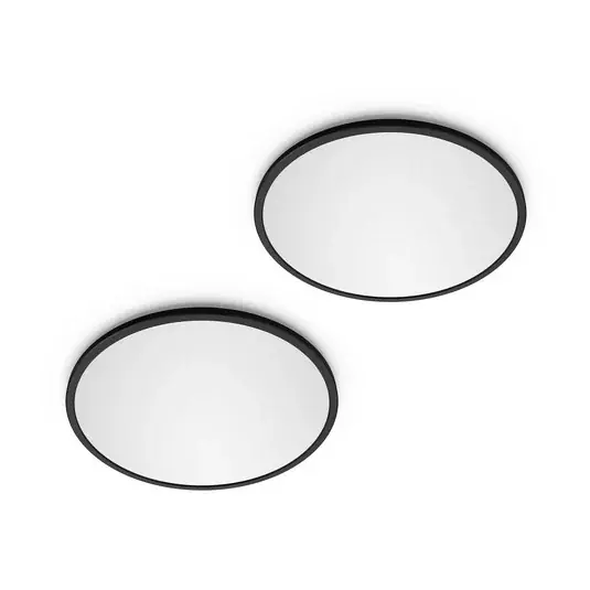 Biztonságos fizetés Philips LED SuperSlim 2 darabos szett, fekete, IP44, Ø 25 cm, 2700 K
