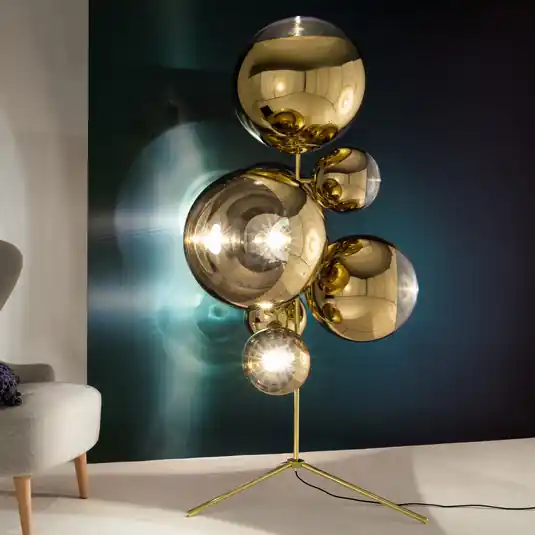 Biztonságos vásárlás Tom Dixon Mirror Ball Floor Chandelier, arany színű, 182 cm