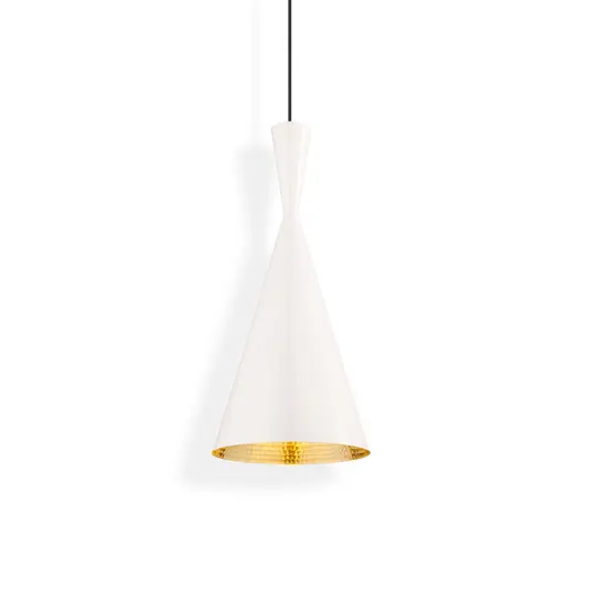 Tom Dixon LED lógó lámpa Beat Tall, fehér, Ø 19 cm, sárgaréz Árengedmény