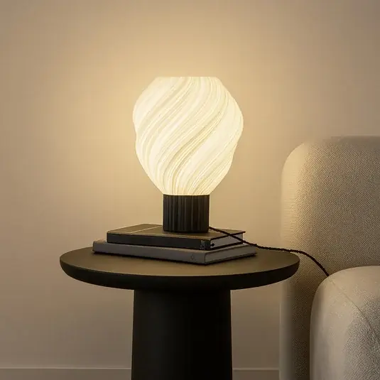Lindby asztali világítás Nuvia, magasság 39,1 cm, fehér, 3D nyomtatás Vásárlói kedvenc