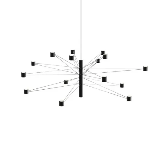 Vásárlói kedvenc kdln POLAR 15.3 LED lógó lámpa, Ø 124 cm, fekete, 15 izzós, dimmelhető