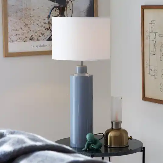 Vedd meg online PR Home Solo asztali lámpa, kék/fehér, magasság 65 cm, fém/szövet