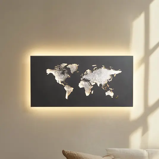 Ne maradj le Lucande LED fali világítás World, antracit/ezüst, 60 cm x 30 cm