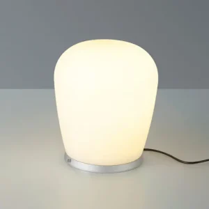Bopp LED asztali lámpa Cara, alumínium színű, Ø 18 cm, üveg Vedd meg online
