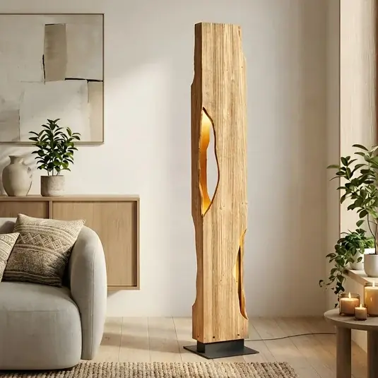 Biztonságos fizetés Lucande Tarry álló világítás, fa, magasság 137 cm, 4 x E27