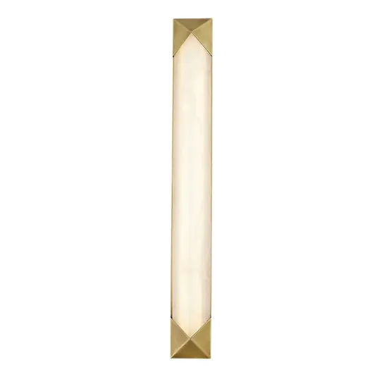 Bestseller LED fali lámpa CAESAR, antik sárgaréz, magasság 64 cm Fém/Alabster
