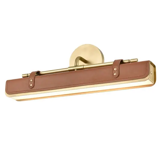 Biztonságos fizetés LED fali világítás VALISE, barna/régimódi sárgaréz, 50 cm, műbőr
