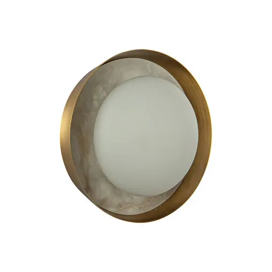 Újdonság ALONSO LED fali lámpa, sárgaréz, Ø 22 cm fém/üveg/alabástrom