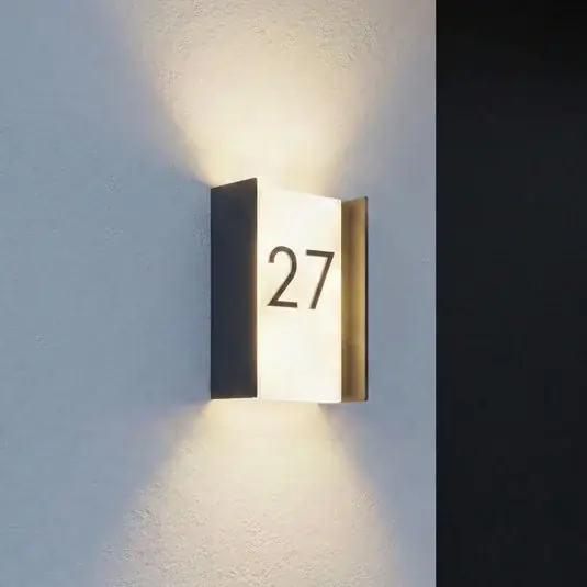 Lindby LED kültéri falilámpa Selqa, házszám, antracit, IP65 Gyors kiszállítás