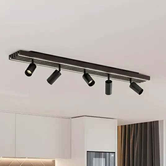 Lucande LED mennyezeti spotlámpa Tiron, 5 izzós, 100 cm, tölgyfa Újdonság