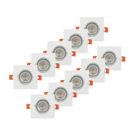 Gyors kiszállítás PRIOS süllyesztett lámpa Fibur, fehér, 9 cm, GU10, 10 db