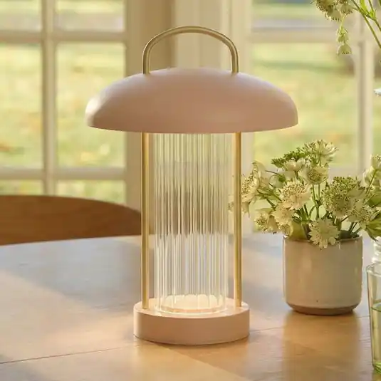 Mirano LED tölthető asztali világítás, porrózsaszín, magasság 29 cm, fém Biztonságos fizetés