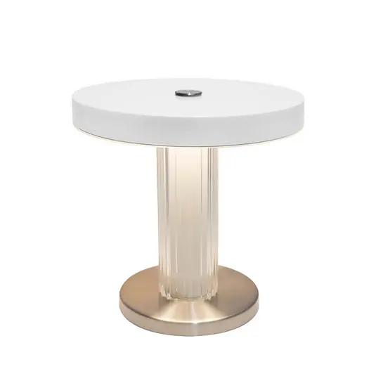 LED tölthető asztali világítás Trezzi, fehér, magasság 22 cm, fém/üveg Biztonságos fizetés