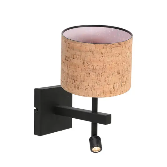 Fali lámpa Stang, fekete/barna LED olvasólámpa Magasság 27 cm Parafa Legjobb ár