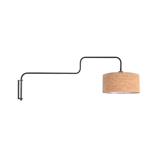 Különleges ajánlat Bloeba fali lámpa, fekete/barna, kinyúlás 140 cm, parafa