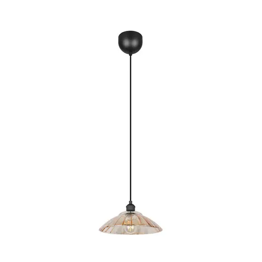 Eluna lógó lámpa, borostyán/fekete, Ø 30 cm, üveg/fém, 1 izzó. Végkiárusítás