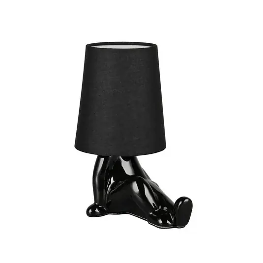 Huma asztali világítás, fekete, magasság 25 cm, textil/kerámia, E14 Ne maradj le