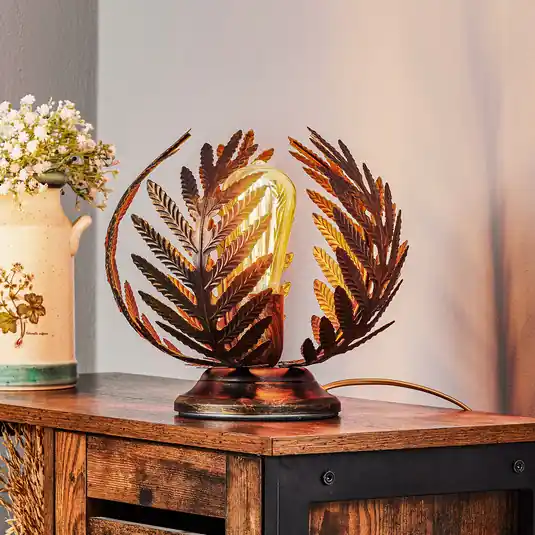 Szezonális akció Felce asztali világítás, páfrány formájú, bronz, magasság 24 cm