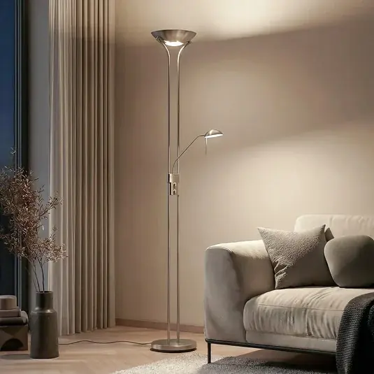 Vásárlói kedvenc Lindby LED állólámpa Josefin, nikkel, olvasólámpa, dimmelhető