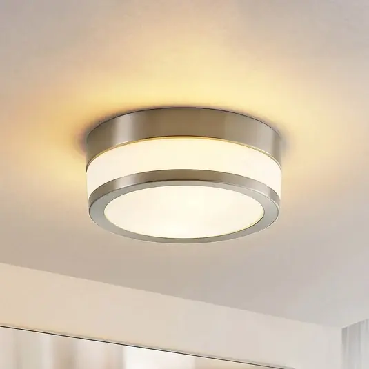 Lindby Flavi mennyezeti lámpa, Ø 23 cm, nikkel, üveg, IP44, E27 Vásárlói kedvenc