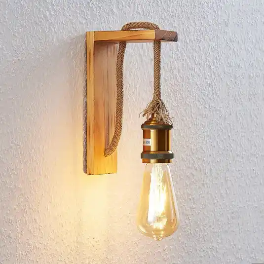 Biztonságos vásárlás Lindby Helou fa fali lámpa látható foglalattal
