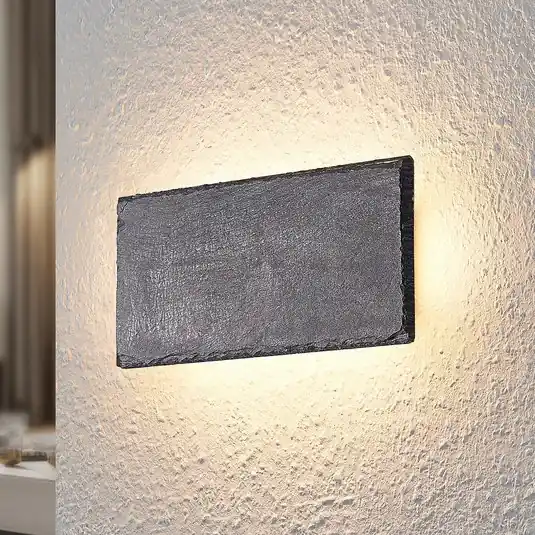 Ajánlat Lindby Peetu LED-es fali lámpa, 22 cm hosszú, pala, fényerőszabályzóval