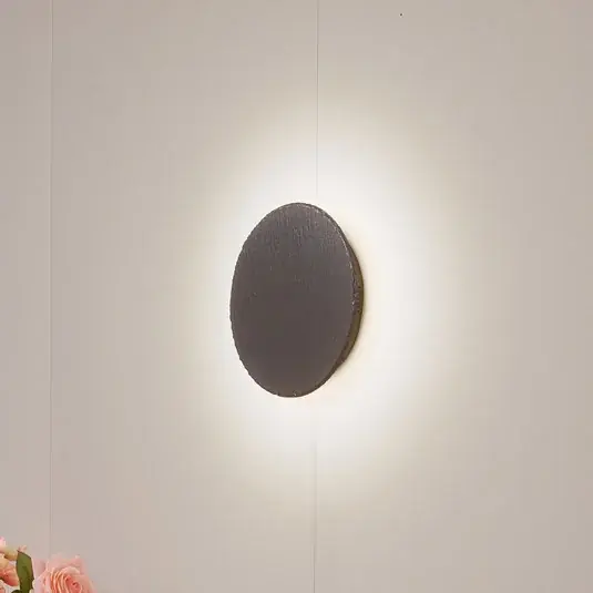 Legnépszerűbb Lindby Peetu LED fali lámpa, Ø 25 cm, pala, fényerőszabályozó