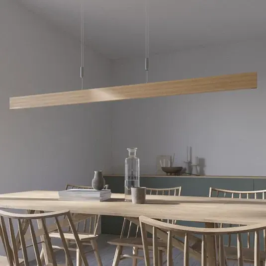 Quitani LIS LED függő lámpa, világos tölgy, hossza 158 cm Biztonságos vásárlás