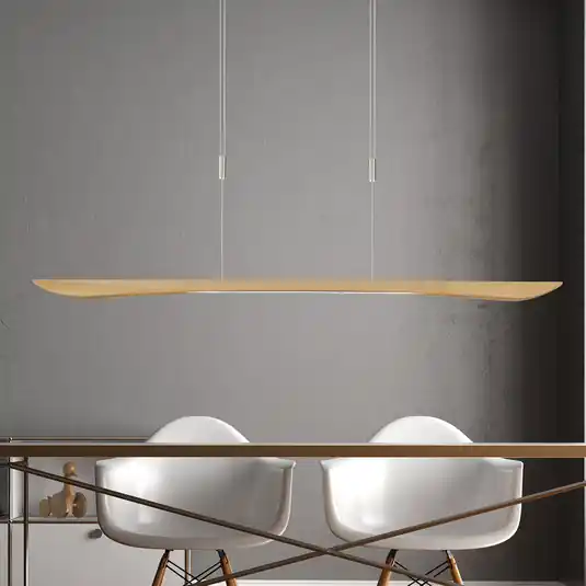 Quitani Hiba LED-es függőlámpa, natúr tölgyfa, hossza 148 cm Akciós ár
