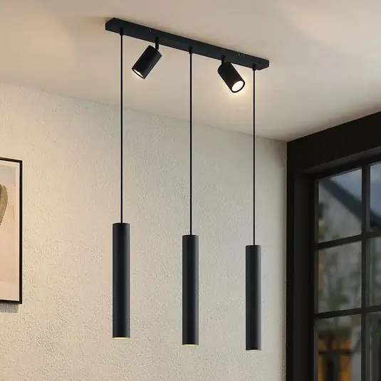 Lindby Sanad lógó világítás, 70 cm, 5 izzós, fekete, GU10 Prémium