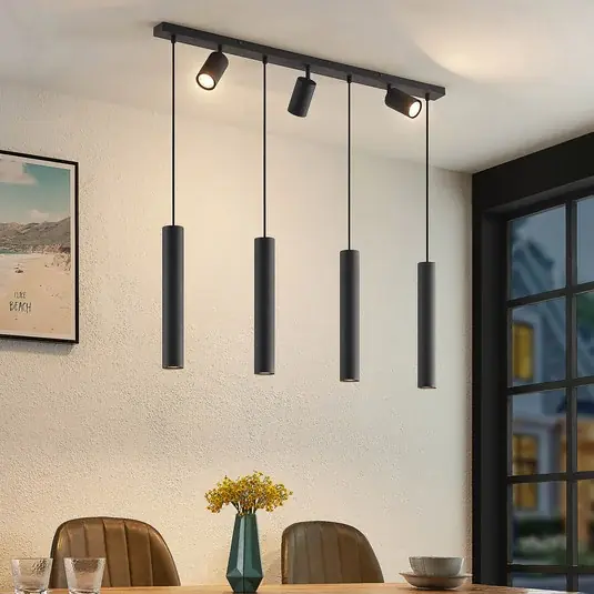 Lindby Sanad lógó világítás, 100 cm, 7 izzós, fekete, GU10 Olcsó