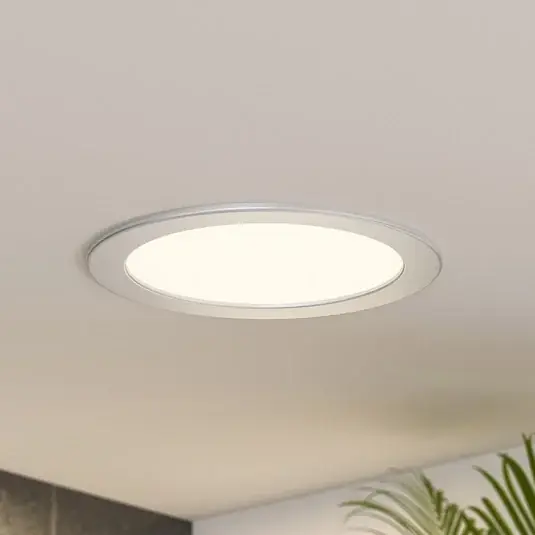 Legkelendőbb Prios LED süllyesztett lámpa Cadance, ezüst, 22 cm, CCT, IP44