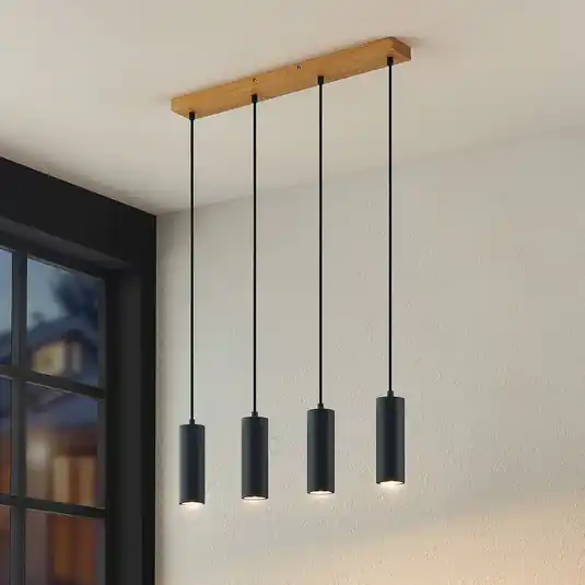 Lindby függőlámpa Maniva. 60 cm, 4-fényű, fekete, GU10 Gyors kiszállítás