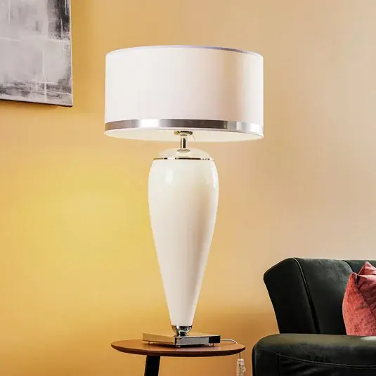 Biztonságos fizetés Lund asztali világítás, fehér/opál, magasság 70 cm