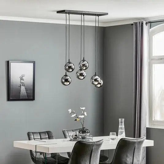 Olcsó Lógó világítás Glassy, 6 izzós, fekete, grafit, üveg, 75 cm