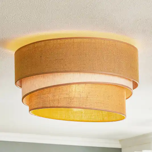 Mennyezeti lámpa Trio juta, természetes barna/fehér, Ø45cm Akciós ár