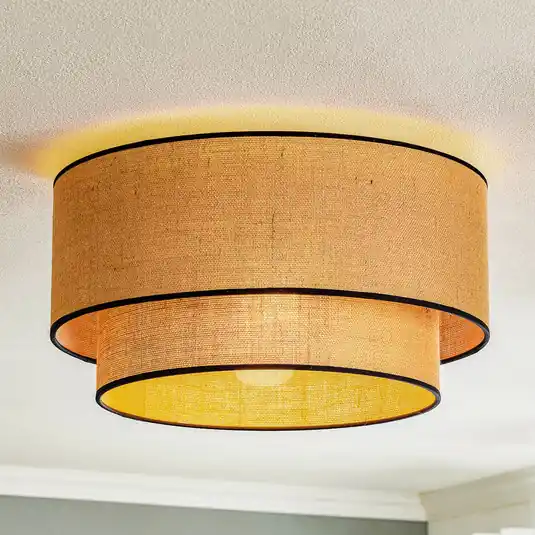 Boho mennyezeti világítás, barna/fekete, 45 cm átmérőjű, textil Biztonságos fizetés