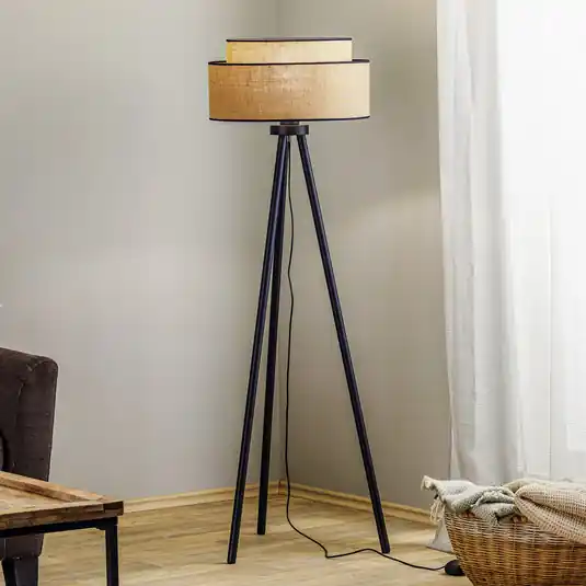 Boho álló világítás, barna/fekete, textil/fém, magasság 145 cm Ne maradj le