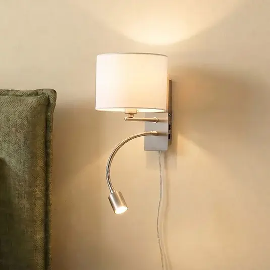 Azonnal elérhető Lindby fali lámpa Florens, nikkel, LED-es olvasólámpa, 23,5 cm